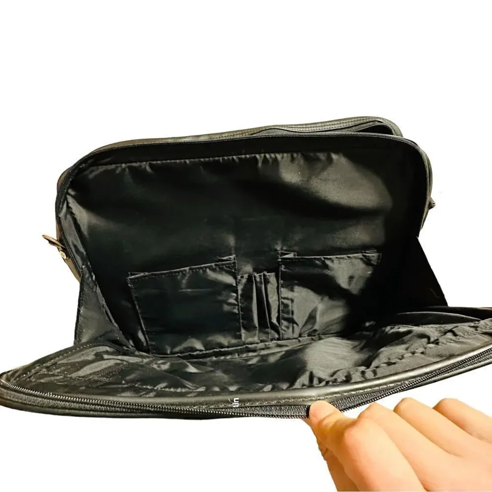Pierre Cardin Black Leather Look Laptop Bag / brief case